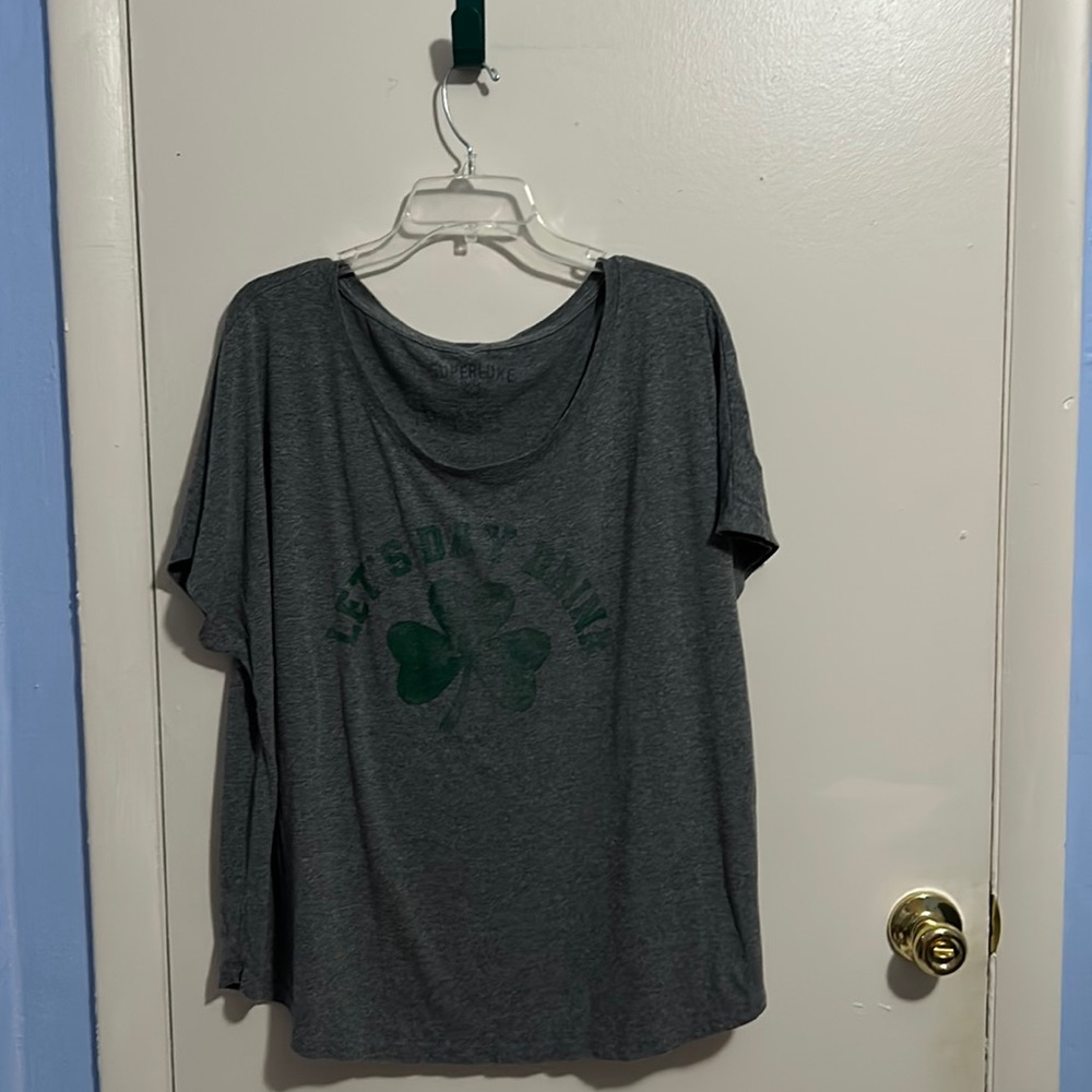 Superluxe 3XL Let's Day Drink Gray and Green Short Sleeve Shirt